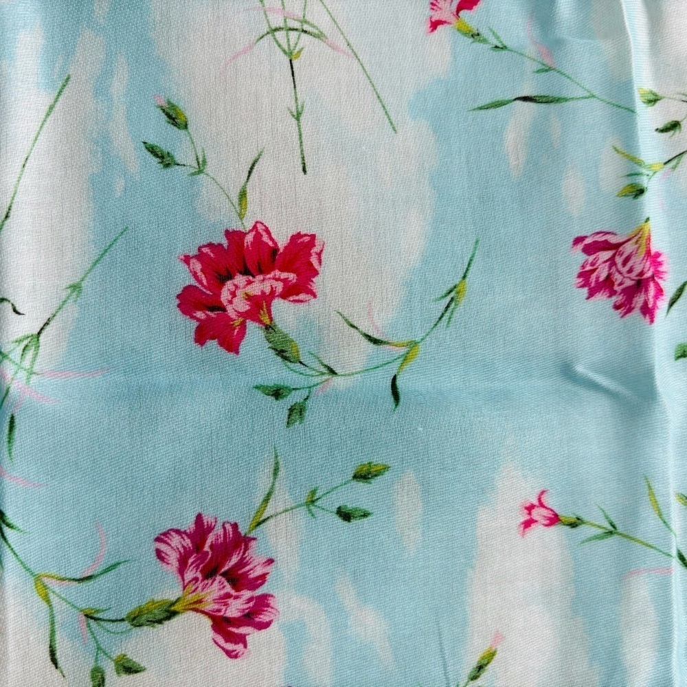 Kenzo Light blue/Multicolor Floral 100% Cotton Bandanna/Scarf - Picture 7 of 9